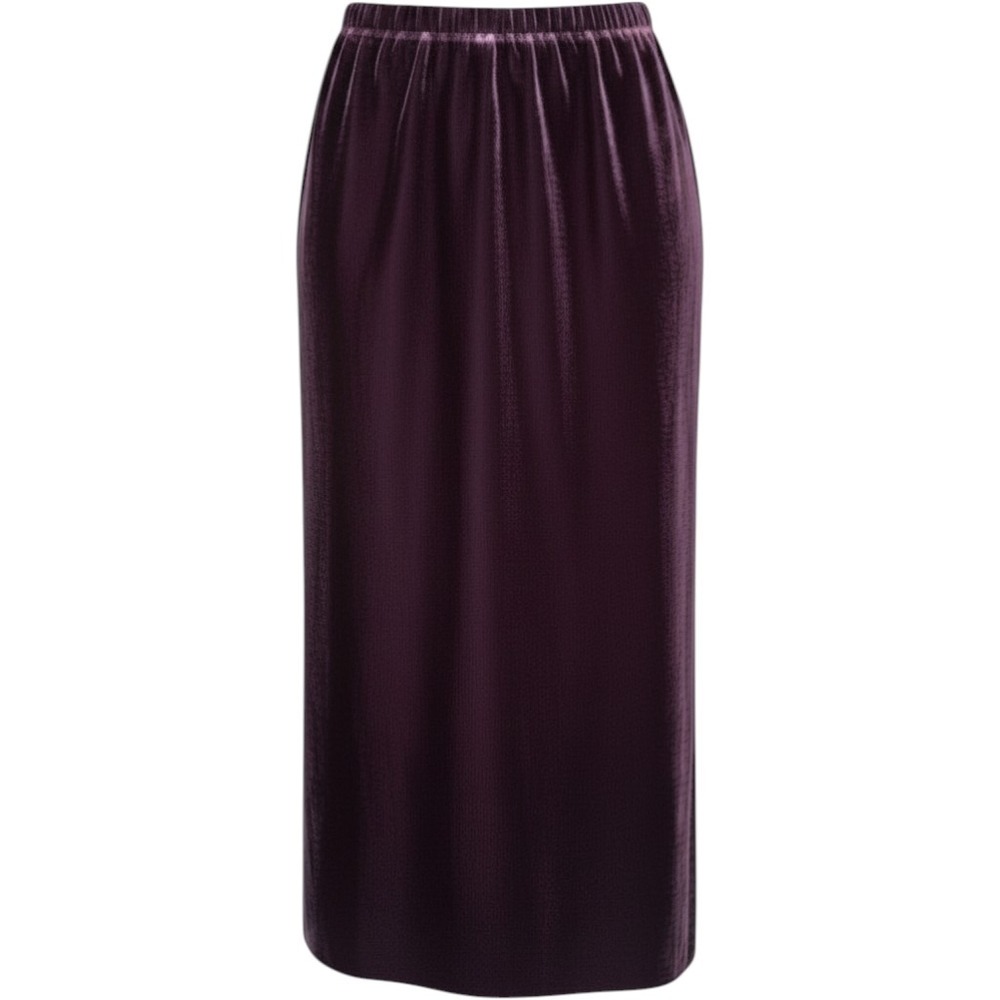 J.Jill Womens Purple Velvet Pull On Midi Skirt XS‎ Elastic Waist Relaxed Fit